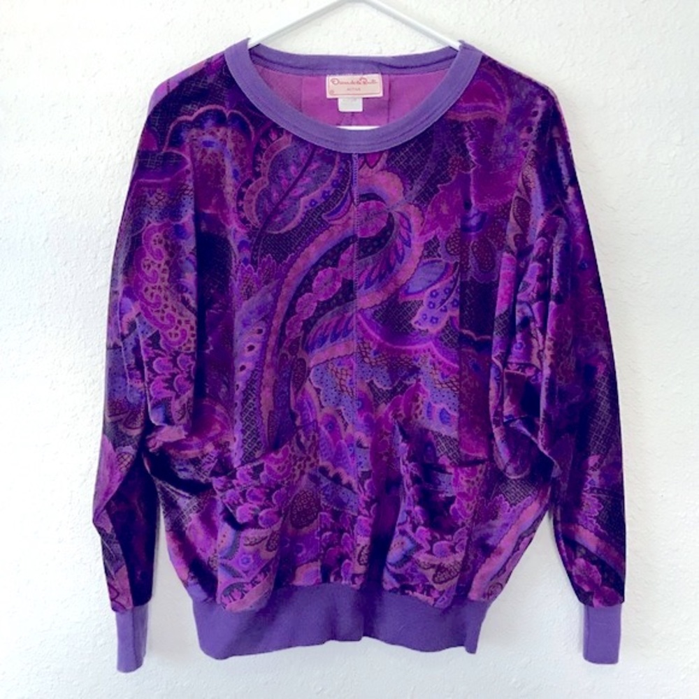 Oscar De La Renta Vintage velvet paisley pullover